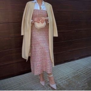 Zara Structured Knit Midi Dress